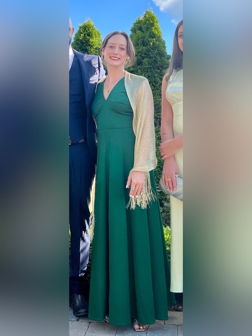 Emerald Green Vintage Maxi Dress – XS Petite Formal Wedding Guest Gown